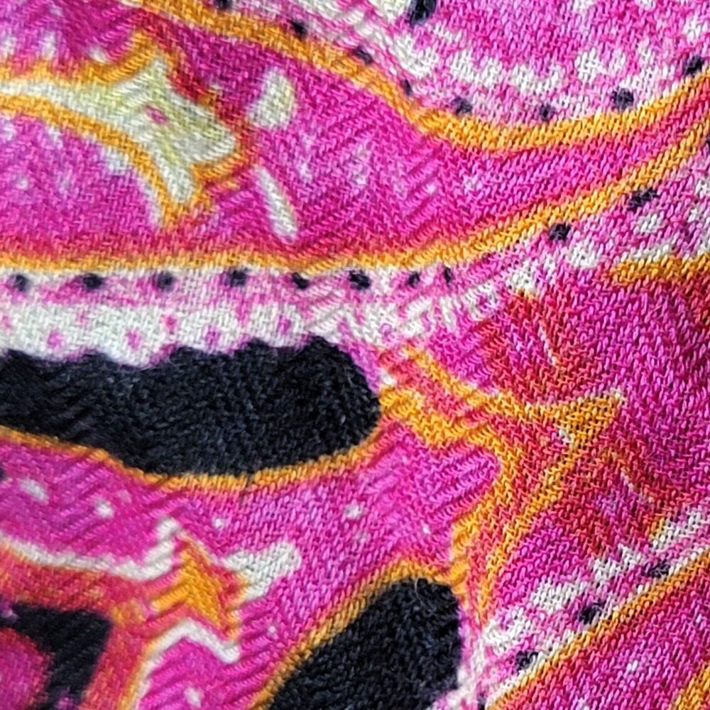Dana Xu Paisley Scarf Wool Silk Pink Wrap Shawl Large Women's 50" x 46" NWT Boho - Picture 3 of 7